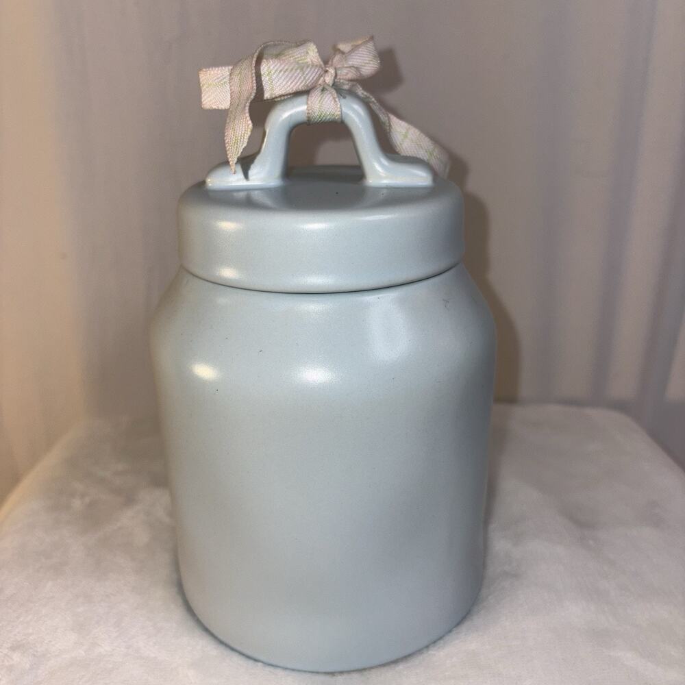 Rae Dunn Artisan Collection Blue ROBIN’S EGG Lidded Ceramic Canister - Picture 2 of 5
